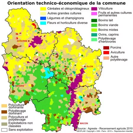 carte agriculture bourgogne 